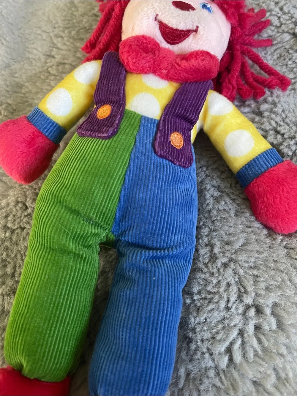 Vintage Gymbo the clown Red Multicolor Plush Toy Kids Soft Play Doll 12”
